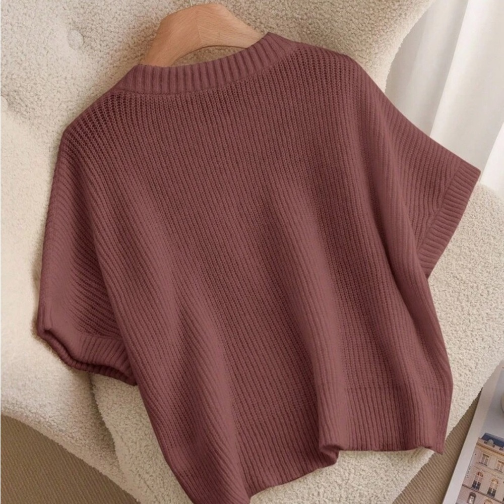 NIB Brown Knit Sweater with Floral Accents PLUS SZ 2X (16) Raglan sleeves NEW - Picture 3 of 9